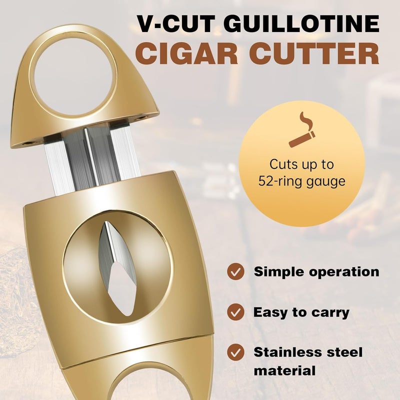 hancigar قاطع سيجار من الفولاذ المقاوم للصدأ بتصميم V-cut، قاطع سيجار محمول، قاطعة سيجار هدايا للرجال (ذهبي) - Image 2